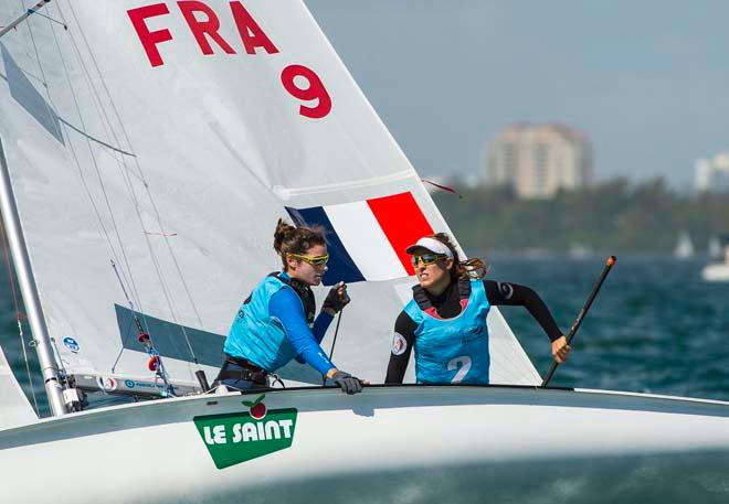 Camille Lecointre and Helene Defrance - Sailing World Cup 2014, Miami, Medal Race 470 Women © Walter Cooper /US Sailing http://ussailing.org/